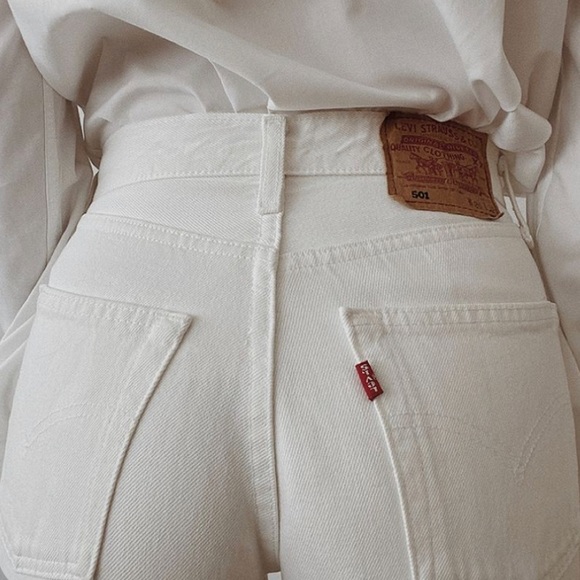 Levi's Denim - Levi’s Vintage 501 Light Beige / Tan Straight Denim Jeans 90s
